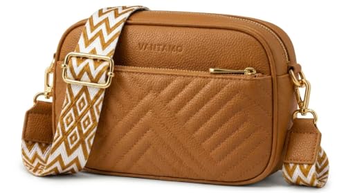 Image of Vantamo Premium Quilted Crossbody Bags for Women with Anti-Pickpocket Clip, Vegan Leather Handbags, Travel Purses for Women