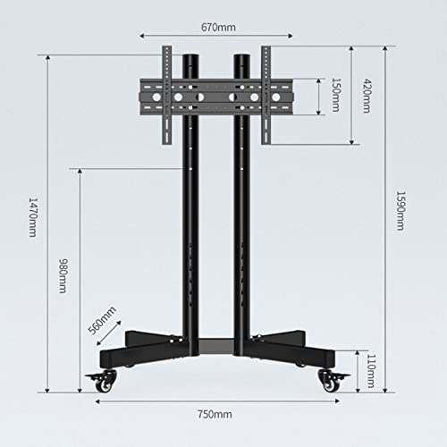 Soporte móvil para TV de 32 a 65 pulgadas ajustable con ruedas miniatura 2