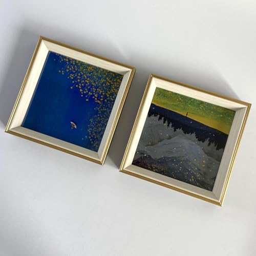 Rusnugic 6x6 Picture Frame - 2 Pack Rustic Square Photo Frame - Small Gold Picture Frame for Wall or Tabletop Display - 6 x 6 Frame for Gallery Family Friends Gift (Walnut gold, 6x6) by Rusnugic - Used condition - Image 7