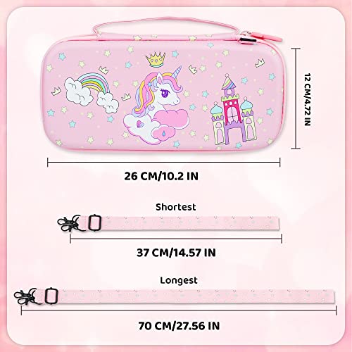 RHOTALL Cute for Carrying Case Set for Nintendo Switch OLED, Pink Storage Case for Switch OLED and Accessories with Protective Case, Screen Protector, Adjustable Shoulder Strap, 2 Thumb Caps by RHOTALL - Image 3