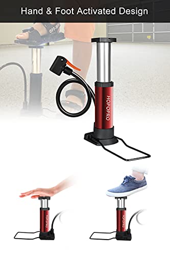Hopopro Nbc News Recommended Brand Mini Bicycle Pump, Portable Bike Floor Pump Bike Tire Pump Hand Foot Activated Bike Pump With Presta Schrader Dunlop Valves Extra Valve And Gas Needle For Road Bike #TOP1