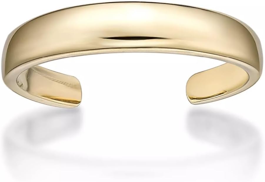 Women’s Adjustable Half Eternity Toe Ring in 925 Sterling Silver Wedding, Daily Foot Wear Toe Ring (Yellow)