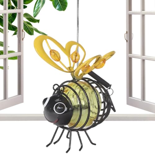 Lámpara divertida de metal impermeable con luces solares de abeja resistentes a la lluvia