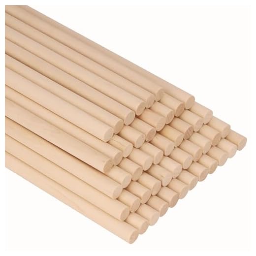 Belle Vous Naturliga Runda Träpluggar (50 Pack) – 30 cm – Extra Långa Obehandlade 10 mm Trä Hantverkspinnar – Pluggar för Träverk, Konstverksprojekt, Dekorationer & DIY