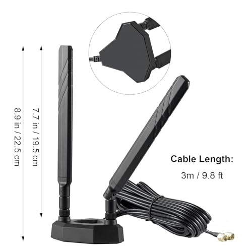 9dBi Magnetic Base 4G 5G Wide Band SMA External Antenna for Verizon AT&T T-Mobile Home Internet 4G LTE 5G Wireless Router Gateways Modem Mobile Hotspot, Eifagur - Thumbnail 2