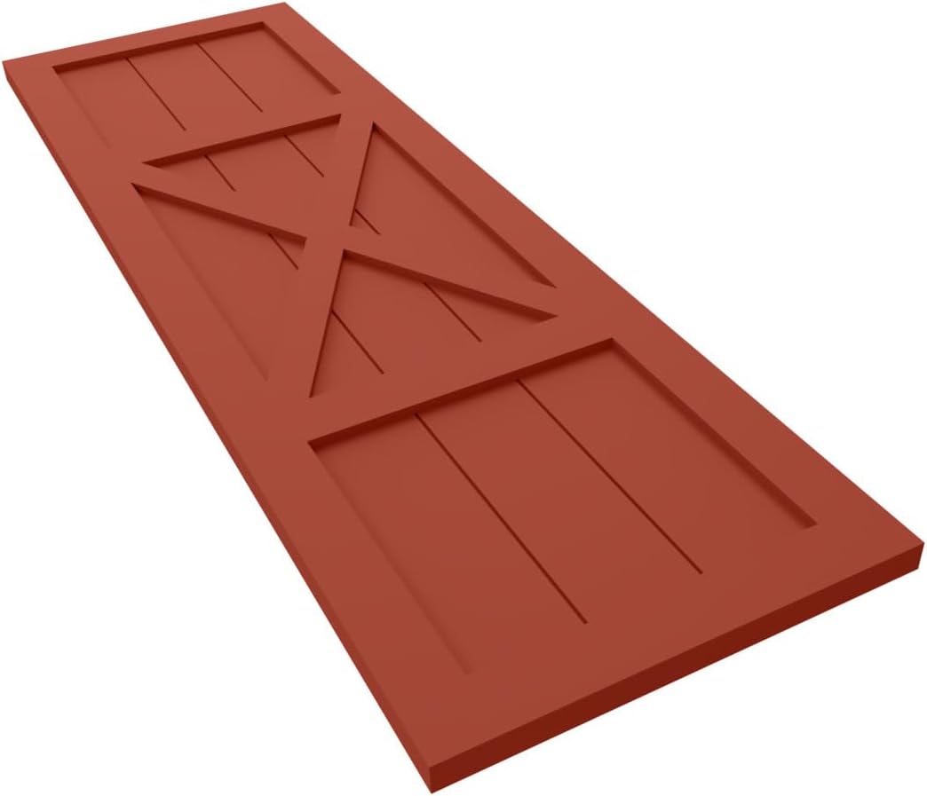 18"W x 60"H True Fit PVC Center X-Board Farmhouse Fixed Mount Shutters, Colorful Leaves (Per Pair - Hardware Not Included)