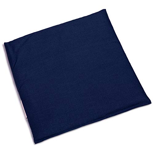 Cojín de lino de 24 x 24 cm, color azul oscuro | Cojín de semillas pequeño como cojín de calor y frío