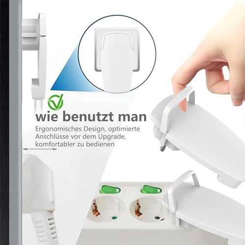 2 Stück Weiß Schutzkontakt Winkelstecker 250 V (16A), Europäischer Stecker mit Klappgriff, Schutzkontakt Stecker für Kabel bis 3x1,5 mm², Flachstecker IP20 für den Heimgebrauch