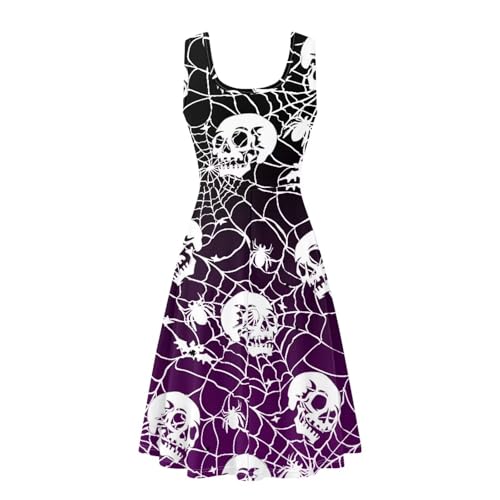 Image of TOADDITDO Women's Sleeveless O Neck Beach A-Line Party Coctail Tank Dresses Flared Sundress