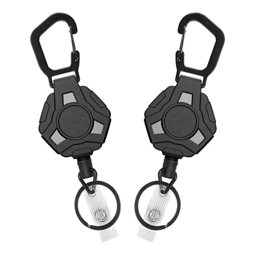 Debbery 2 PCS Retractable Keychain, with 23.6 Inch Key Chain, Outdoor Retractable Keyring, ID Badge Holder, Lanyard Clip