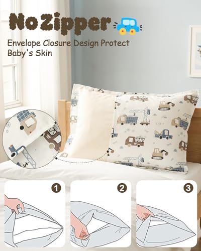 Image of ALVABABY Toddler Pillowcases 2 Pack Organic Cotton Fit 13 inchx 18 inch or 12 inchx16 inch Kids Pillow Cover Envelope for Girl Boy