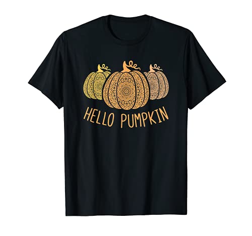 Hello Pumpkin Mandala Pumpkins Fall Autumn Season Holidays Maglietta