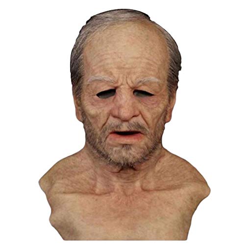 Li Ying 3D Halloween Old Man Masque Latex Elder Cosplay Masque Coiffures Réaliste Grand-père Tête Couverture Halloween Costume Cover