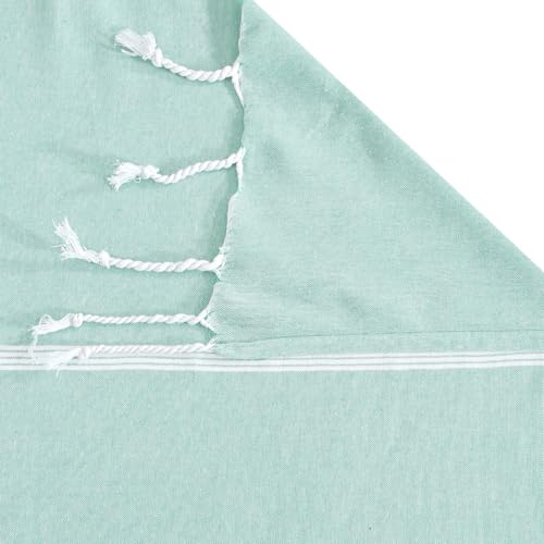 Image of Handmade Double Bedsheet 210 TC | Without Pillow Cover | Handloom Cotton Bedsheets | Double Bedsheet for Summer (Size 90X100 Inches, 7.5 x 8.3 Feet (Sea Green Light, Double Bed)