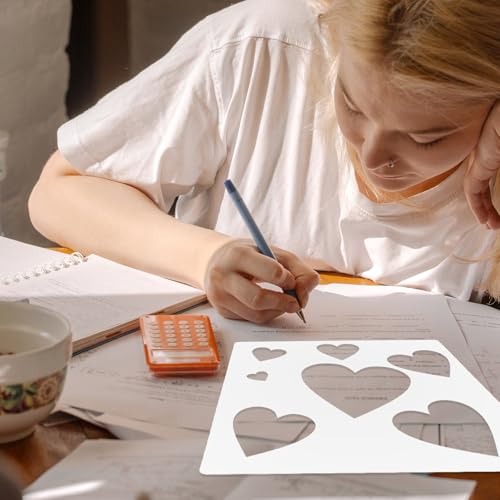 Plantillas de dibujo geométricas KJHBV de plástico PET color marfil para manualidades DIY 18 uds 5