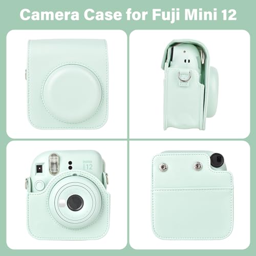 Estuche de piel para cámara Fuji Mini 12 color verde menta miniatura 5