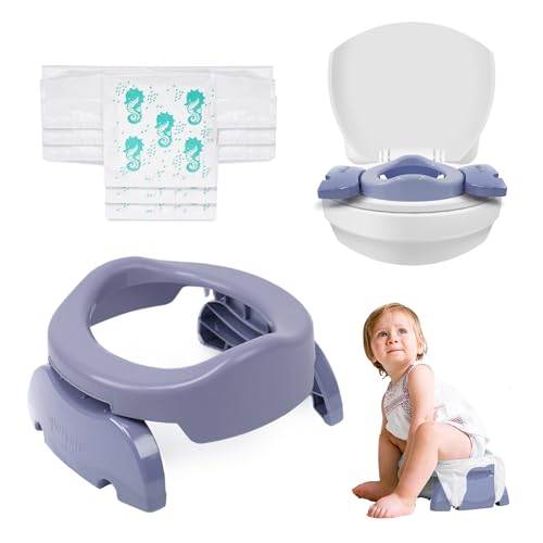 Potette Plus 2-in-1 Compact Universal Potty and Toilet Training Seat | Award-Winning Potty Training Essential for Toddlers (Heather)
