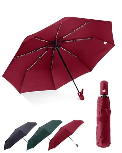 HW CASA Ombrello Pieghevole Antivento 105 CM, Bordoux