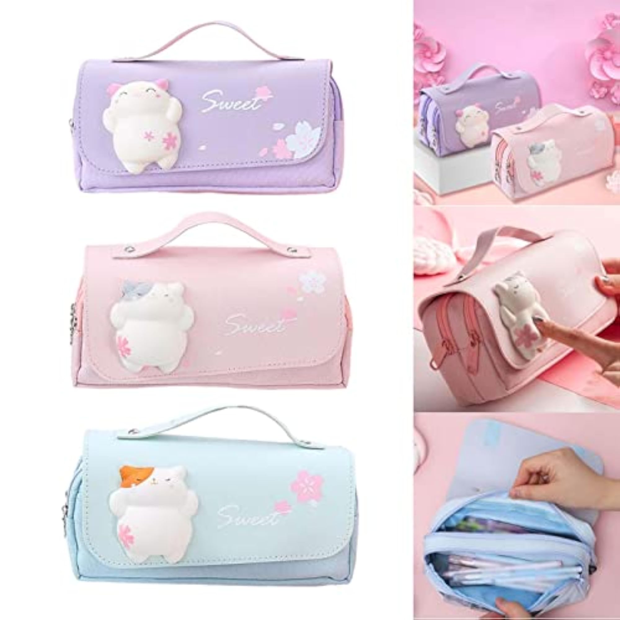 Cute Hand Held Portable Pencil Case, Purple