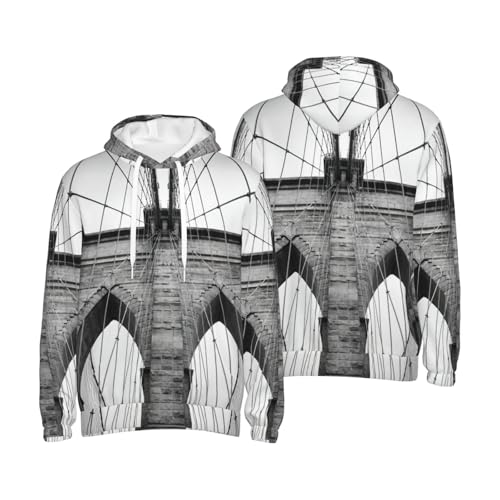 Pull à capuche Brooklyn Bridge pour homme avec cordon de serrage et manches longues