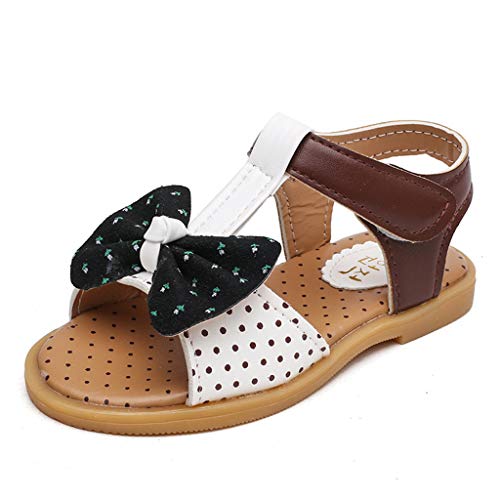 iYBWZH Baby Summer Sandals Knot Bow and Polka Dot Childrens Kids Baby Girls Cute Cartoon Light Princess Shoes Soft Bottom Non-Slip Open Toe Breathable Sandals for 1-7 Years Old(White,CN-23/2.5-3Y)