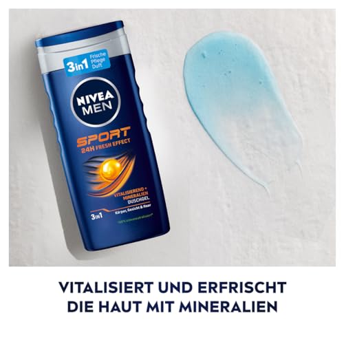 NIVEA MEN Sport Duschgel (250 ml), pH-hautfreundliche Pflegedusche mit vitalisierendem Duft, Männer Duschgel mit Mineralien für Körper, Gesicht und Haar – Bild 4