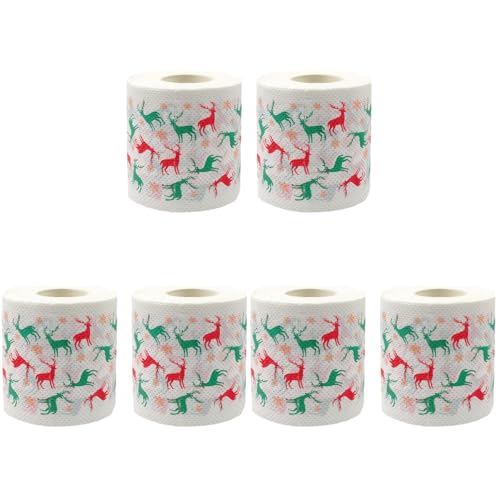 Ipetboom 3 Juegos Rollo De Papel Impreso Feliz Navidad Papel Higiénico Papel De Baño Toilet Paper Tissue Paper Papel De Seda De La Cena Papel De Cocina Pulpa De Madera Virgen 2 Rollos * 3