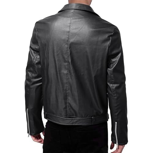 Maiyifu-GJ Mens Faux Leather Biker Jacket Vintage Asymmetric Zip Motorcycle Jackets PU Lightweight Punk Belted Slim Coat2