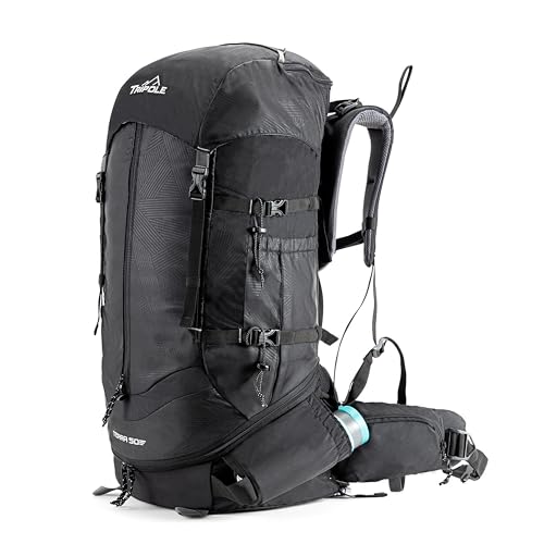Tripole Terra Rucksack- und Trekkingrucksack mit Öffnung vorne, Regenschutz und Metallrahmen, Schwarz, 50, Rucksack, Rucksäcke