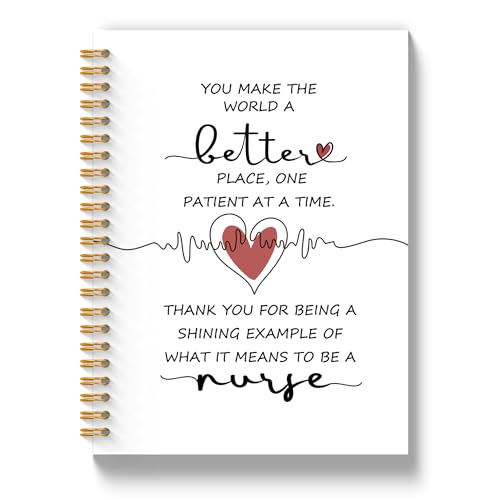 KJULYW Thank You Gifts for Nurses Notebook Journal 5.5x8.3 Inch, Nurse Appreciation Week Gifts, You Make the World a Better Place Hardcover Spiral Notebook Journal