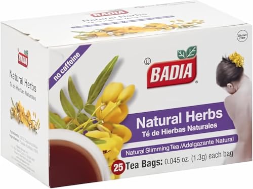 Badia Natural Herbs Tea, 25 Teabags – Natural Slimming Tea, Herbal Blend with Refreshing Flavor
