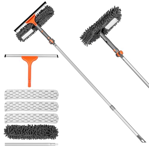 Fensterwischer-Reinigungsset 2-in-1-Fensterreinigungswerkzeug mit ausziehbarer Stange, Fensterreinigungsset mit biegsamem Kopf für Innen- und Außenglas für Auto-Innen- und Außenfenster (Kit2.0)