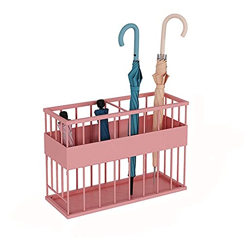 Sywlwxkq Umbrella Stand Rack,Umbrella Stand Metal Wrought Iron,Household Hotel Business Umbrella Bucket,Removable Drip Tray,Pink,64X24X44Cm