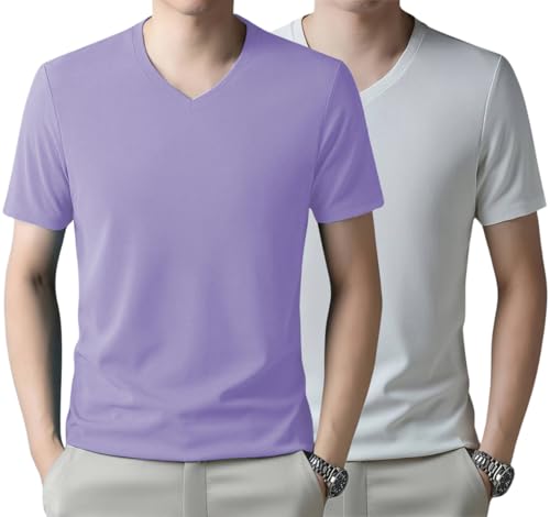 Image of TAGDO Men's Solid Color V-Neck Short Sleeve T-Shirt (2033)