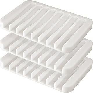 Anwenk Soap Dish Soap Holder Tray Saver Drainer for Shower Bathroom,Silicone Soap Dish