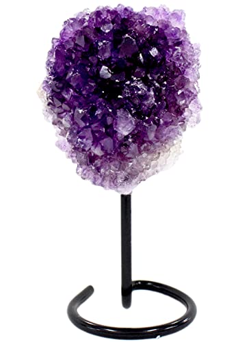 Jic Gem Amethyst Cluster On Metal Stand Purple Natural Amethyst Geode Crystal Healing Stone Home Office Decor C-Grade 300-400G #TOP2