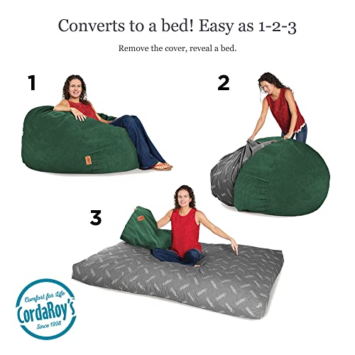 Image of CordaRoy's Corduroy Bean Bag-Convertible Bean Bag Chair&Bed-Machine-Washable Corduroy Fabric Cover-for Basement,Living Room,Game Room,Dorm&More - Full Size - Rainforest | Made in The USA