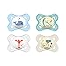 MAM Day & Night - Juego de 4 chupetes MAM originales y 2 chupetes MAM Night, chupetes de silicona especial MAM SkinSoft con caja para chupete, 0-6 meses, ballena y dinosaurio