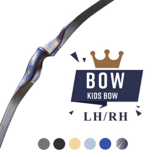 Tachyon Archery Kids Bow And Arrow One Piece Tradition Long Bow With 3 Pcs Carbon Arrows New Handmade Wooden Kids Bow For Outdoor Sports And Practice (10 Lbs,Left Hand,Blue) #TOP1