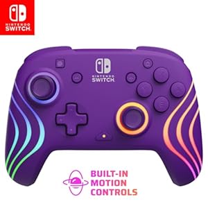 PDP Afterglow Wave Wireless Nintendo Switch Pro Controller with Motion Controls, Fully Licensed for Switch/OLED, Customizable LED Lighting, 30 Foot Range, 20 Hour Rechargeable Battery Power: Purple