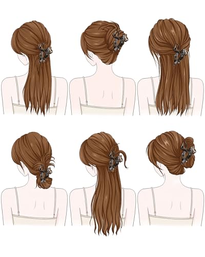 Mesovor 4 Pack Cute Bow Claw Clip for Women, Nonslip Large Matte Strong Hold Bows Hair Clips for Thin and Thick Hair | Chic Hair Styling Accessories (4.1\" Black, Leopard)
