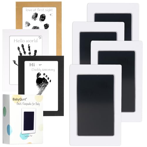 Image of BabyQunt Inkless Baby Hand and Footprint Kit,Clean-Touch Pads for Newborn, 4 Pack | No Mess,Zero Ink Contact,Baby Footprint Kit,Dog Nose,Paw Print Kit for Dogs Cats Baby Keepsake,New Mom Gifts