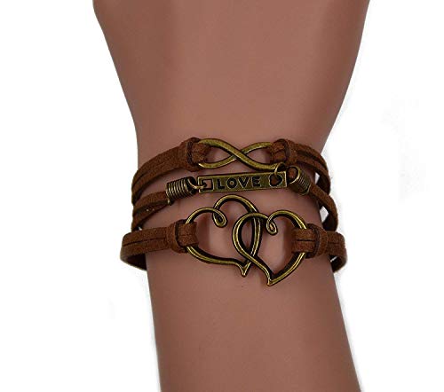 CHOP MALL Fashion Lady Retro Double Heart Infinity Love Lover Strands Suede Rope Bracelet Gift