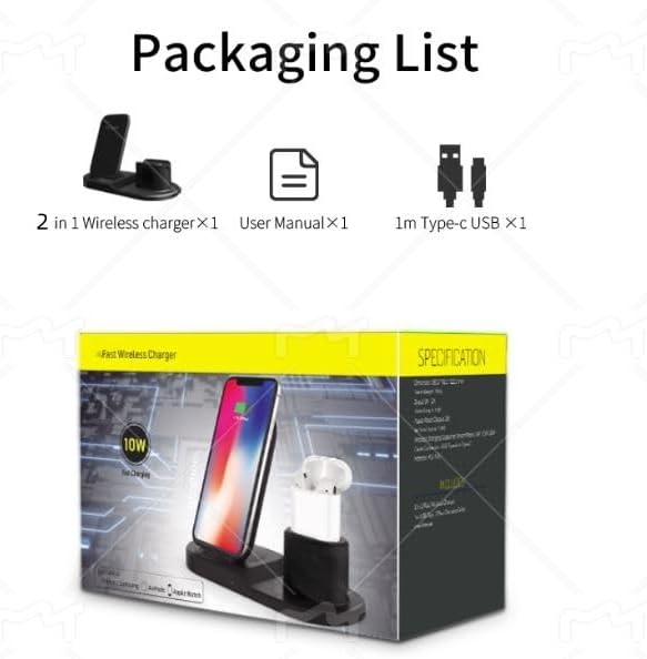 Miniatura 9 de Estación de carga 3 en 1, cargador inalámbrico para iPhone 16, 15, 14, 13, 12, 11 X, Apple Watch, base de carga para AirPods de Lightning (negro,