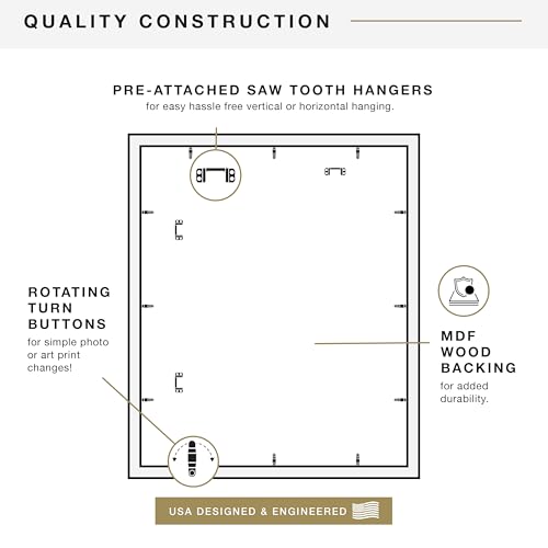 MCS Studio Gallery 20x24 Matted Poster Frame with 16x20 Picture Display, Black Woodgrain Vertical & Horizontal Wall Hanging Large Picture Frame for Photos, Posters & Art Prints (1-Pack)