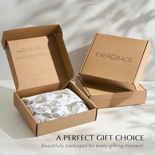 EverGrace 100% Cotton Sateen Duvet Cover Set King Size, 3 Piece Floral Toile Bedding Set, Pre-Washed Soft & Breathable, Button Closure with 2 Pillow Shams, Olive Green, 108"x92" by EverGrace - Used condition - Image 8