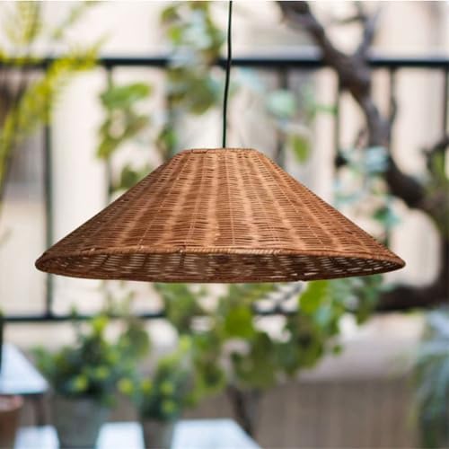 Lampe en rotin tressé haut de gamme et lustre suspendu ajustable style bord de mer