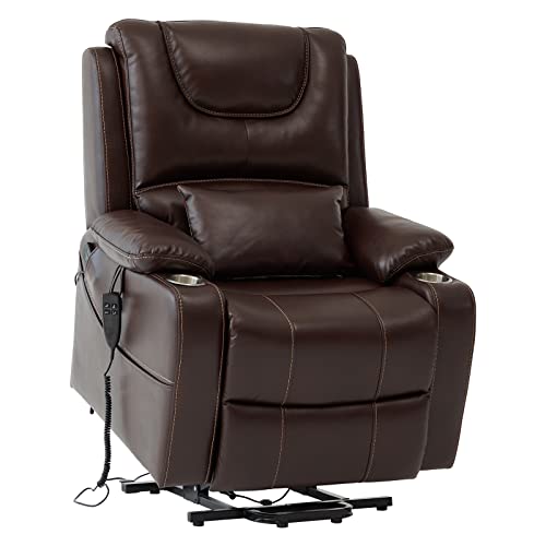Golden Beach Dual Motor Power Lift Recliner Chair Infinite Position for Elderly Electric Chair with Massage and Heating Breathable Leather Living Room Chair with Cup Holder Pillow 9196(Brown) Golden Beach Dual Motor Power Lift Recliner Chair Infinite Position for Elderly Electric Chair with Massage and Heating Breathable Leather Living Room Chair with Cup Holder Pillow 9196(Brown)