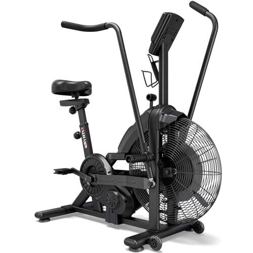 Exercise Bike, Eryntix Air Bike with Magnetic & Air Resistance, Stationary Bike for Home Cardio Workout, Indoor Bike with Adjustable Dual Action Handlebars, Customizable Monitor APP Connection