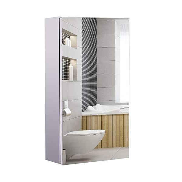 HOMCOM Stainless Steel Wall-mounted Bathroom Mirror Storage Cabinet 300mm (W)
